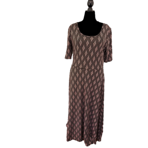 LuLaRoe Dresses & Skirts - LuLaRoe Ana Maxi Dress 3XL LIKE NEW black and peach textured pattern